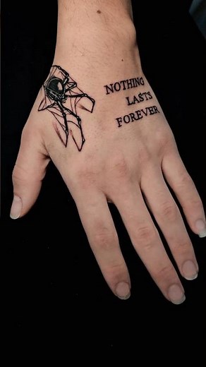 Nothing Lasts Forever | Spider Web Hand Tattoo