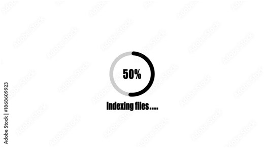 Loading progress indicator animation with percentage and text indexing files loading animation percentage sign