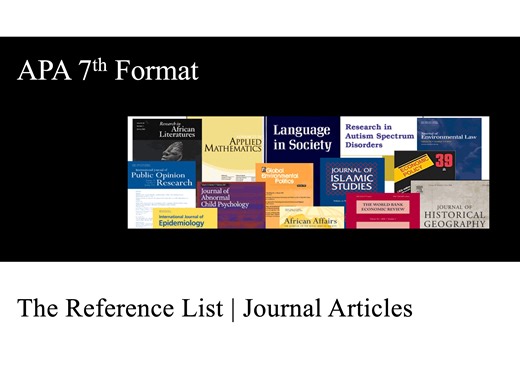 Master Journal Articles for the Reference List in APA 7th Format