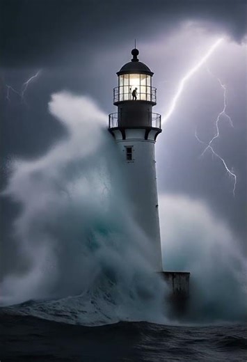 “Storm vs Lighthouse 🌊⚡”