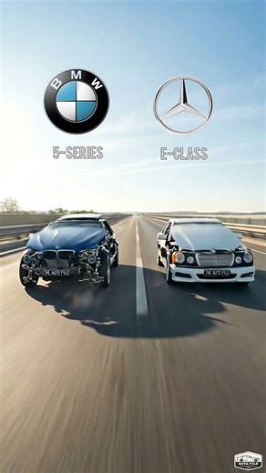 car evolution. mercedes e-class and bmw 5-series