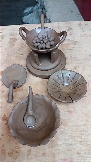 DIY making village style mini clay cooking pots with clay#viralvideo #youtubeshorts