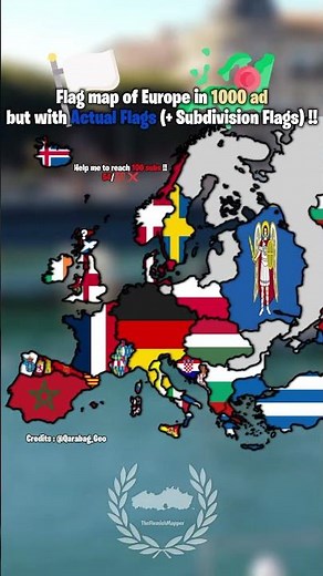 Flag map of Europe in 1000 ad but with Actual Flags (+ Subdivision Flag) #map#europe#educational ...