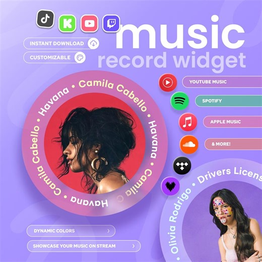 Record Player Music Widget | Twitch, Youtube, Kick & Tiktok | Customizable | Streamelements OBS Streamlabs - Etsy