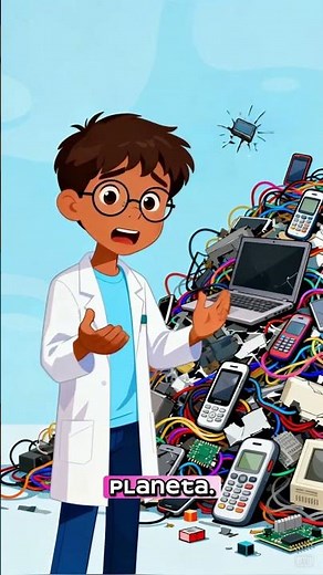 Lucas explicando sobre o descarte ambiental
