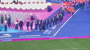 Team Namibia arrives at the closing ceremony of the 47th WorldSkills International Competition at the Groupama Stadium in Lyon, France. 14 Namibian competitors showcased their skills in various vocational and technical areas. 1,400 competitors from across the world competed in this year's WorldSkills International Competition, and the winners across the various skills areas will be awarded with medals on Sunday night. Emil Xamro Seibeb #NBCNews #nbcdigitalnews #nbcDSTV282 #nbcGOtv20 #nbcPlusApp 