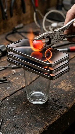Whata makes😱😱 3 I phone 17pro max undergo red hot ball#tiktokgrowthchallenge