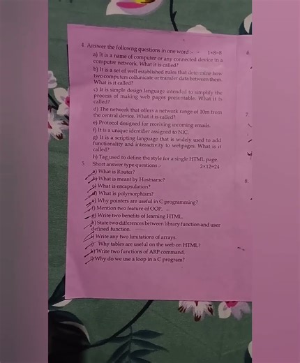 Class 10 Pre-final Exam Computer Science Question Paper 2025 Assam