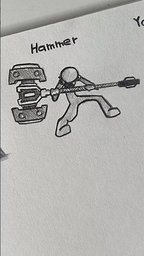 How to draw body with (Gun, Hammer, Yoyo) #drawing #tutorial #stickman #fpy