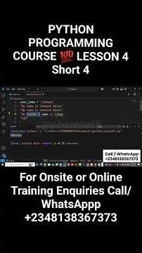 PYTHON PROGRAMMING COURSE 💯 LESSON 4 Short 4 #pythontutorial #pythonprogramming #pythonforbeginners