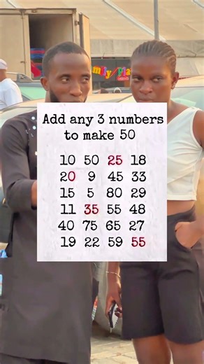 Add any 3 numbers to make 50🤔🤔