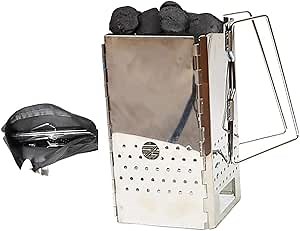Premium Charcoal Starter Chimney - Collapsible Chimney Starter for Charcoal Grill - Efficient BBQ Chimney Starter - Ideal for Quick and Easy Charcoal Ignition