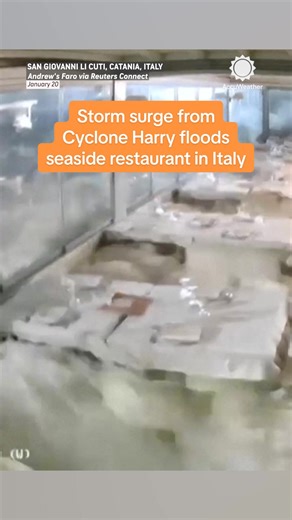 Storm Surge Floods Restaurant in Catania, Sicily