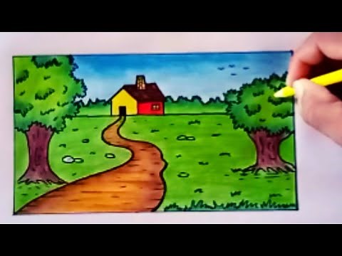 como desenhar paisagem da natureza desenhando fácil.