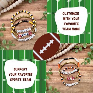 Game Day Bracelet Stack | Team Name Bracelet | Word Bracelet | Sports Mom | Bracelet Stack | School Spirit Bracelet | Sports Bracelet - Etsy