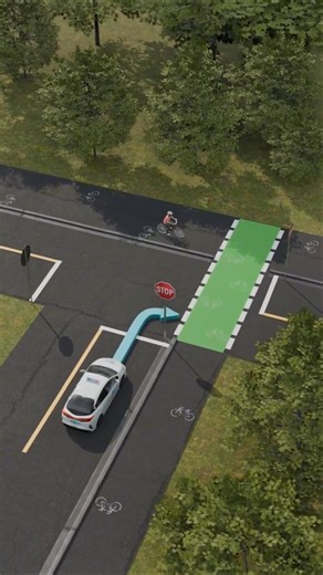Who has the right of way at this controlled intersection? #drivingtips #bike