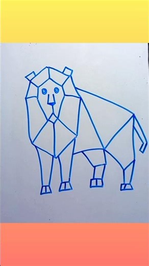 Lion drawing, Drawing lion with shapes #shorts #drawing #shapes #lion