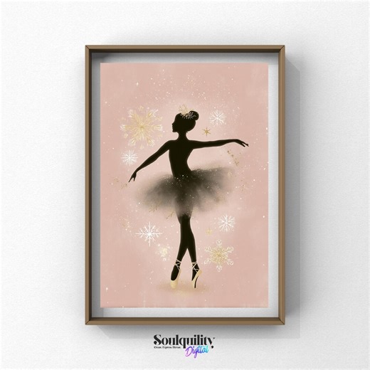 Ballerina Silhouette Print, Pink Tutu Ballet Wall Art, Girls Room Decor, Digital Download - Etsy