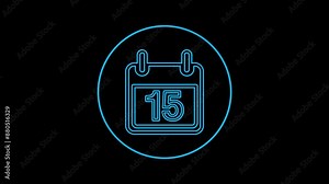 Line Animation of Date calendar icon. line icon of calendar, flipped paper on background
