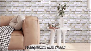 3D Faux Brick Wall Panels Peel and Stick, 10 Pcs 11.8" x 11.8", Small Brick-Look Textured Wall Sticker, Ultra-Light Thin PVC Wall Covering Tiles for Quick DIY, Retro Warm Whitewash