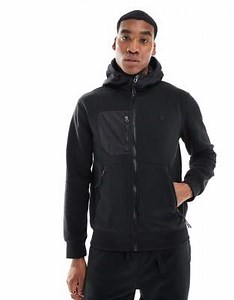 Polo Ralph Lauren hybrid polar fleece fullzip hoodie in black CO-ORD | ASOS