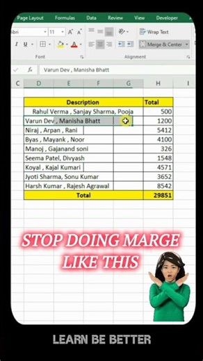 Marge Cells : How to marge Cells properly in Excel. #excel