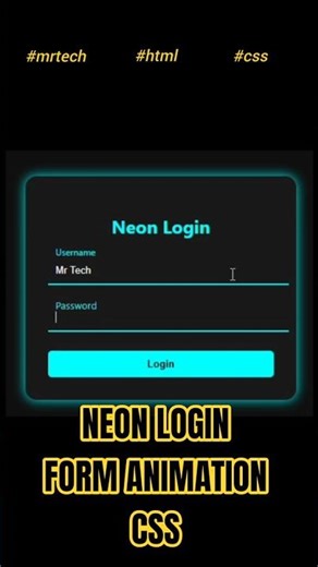 ✨How to Create Neon Stylish CSS Form using HTML and CSS | HTML & CSS ✨ #coding #shorts