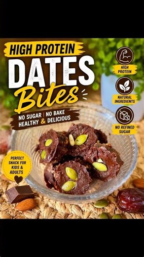 🍫 High Protein Dates Bites | No Sugar | Healthy Snack in 15 Minutes 💪✨