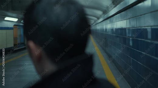 Brooding man subway station portrait moody urban cinematic underground dramatic lighting