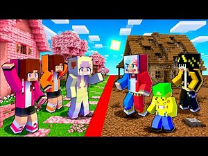 【Boys VS Girls🔥】What Happened When We Split the Village in Two With a Red Line⁉️【Minecraft】Poppins