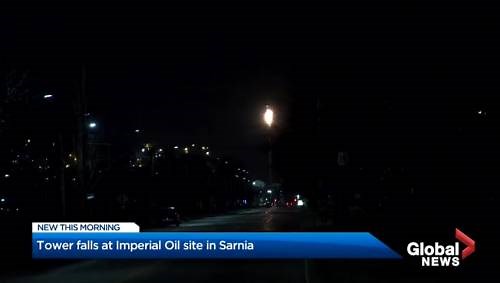 Tower falls at Imperial Oil site in Sarnia