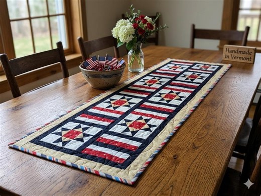 Handmade Patriotic Quilted Table Runner - Etsy