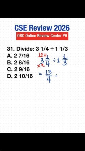 CSE Review 2026: Dividing Mixed Numbers | ORC Online Review PH
