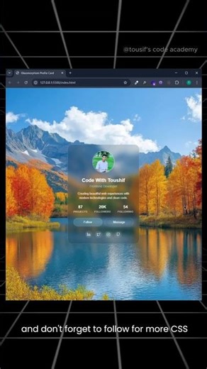 How to Create a Perfect Glassmorphism Effect | CSS Advanced Tips #coding #htmlcss #htmlcsstutorial