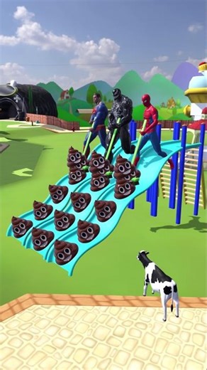 Spider-man and Venom and Thanos Clean up after Lil Spidey and Friends Slide! 🤪