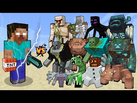 Herobrine vs Mutant Creatures - Herobrine expansion vs Mutant Mobs - Herobrine minecraft mob battle