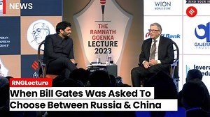 When Bill Gates was asked to choose between #Russia and #China Rapid Fire With #BillGates: Co-Founder and Trustee of Bill & Melinda Gates Foundation (Gates Foundation India), Philanthropist and Author Bill Gates in conversation with Anant Goenka, Executive Director, Indian Express Group, at the Ramnath Goenka Lecture on March 1, 2023. He answered some questions in the rapid-fire on innovation, artificial intelligence, and more. | Indian Express | Facebook