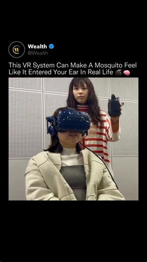 Wealth on Instagram: "People aren’t just seeing this, their brain is fully convinced it is happening to them. 😳🔥 This VR experience, known as Being Mosquitone, uses synchronized spatial audio, visual motion, and head tracking to create the illusion of a mosquito flying inside your head through your ear. The sound pans perfectly with head movement, while the visual stays locked to your internal spatial orientation, tricking the brain into perceiving the insect as physically inside you. In contr