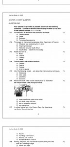 Tourism Grade 11: 2022SECTION A: SHORT QUESTIONQuestion 1.1... | Filo