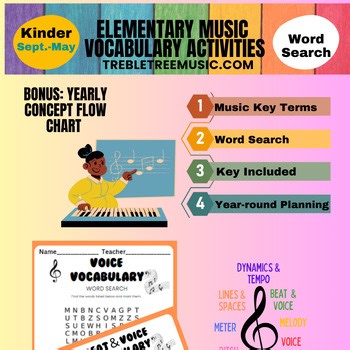 KINDERGARTEN Elementary Music Vocabulary Activities WORD SEARCH