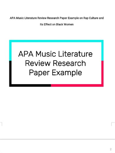 APA Music Literature Review Research Paper Example on Rap Culture and Its Effect on Black Women #APA, #music, #literaturereview, #research, #assignmenthelp