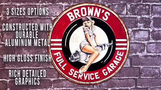 Custom Vintage Garage Sign: Pin up Girl, Hot Rod Decor - Etsy