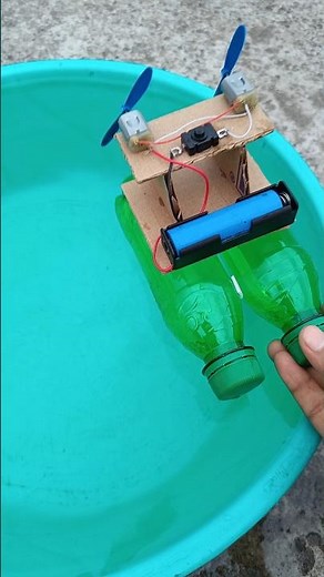 DIY mini boat from plastic bottles • DC Motor | Working Model Exhibition #shorts #dcmotor #boat
