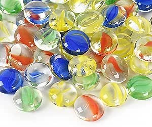 Flat Glass Marbles, 1Lb 0.75 Inch Glass Gems for Vase Filler, Crafts, Aquarium and Fish Tank Pebbles, Party Centerpieces, Floral Display
