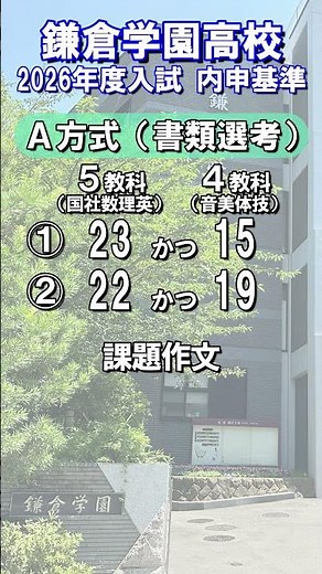 Kamakura Gakuen 2026 Entrance Exam Report Standards -shorts- [Juku Step]