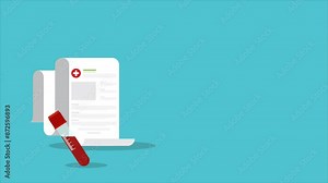 Blood analysis. Blood test icon. Medical analysis laboratory test. Medical sample in a plastic box and medical clipboard.