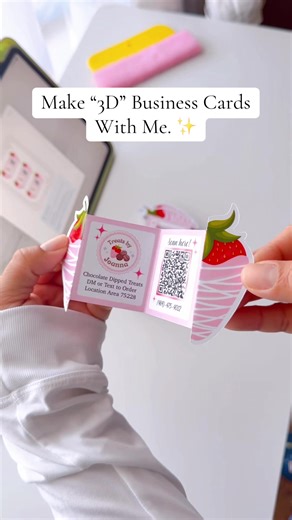 Make some foldable “3D” business cards with me! ✨😊 • #smallbusiness #businesscards #dallas #customdesign #shopsmall
