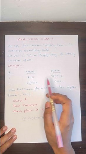 Null value in SQL #sql #sqllanguage #sqlbasics #dataanlysis #learnsql #sqlprogramming #code #coding