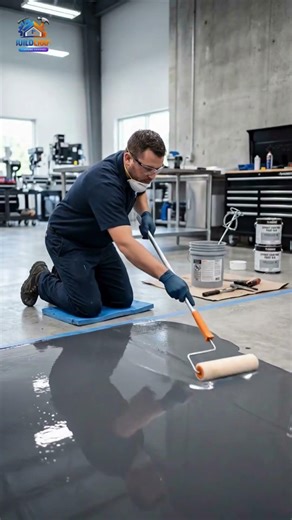Dirty Floor to Luxury Epoxy.. #buildcraft #floortransformation #satisfying #floorvideo