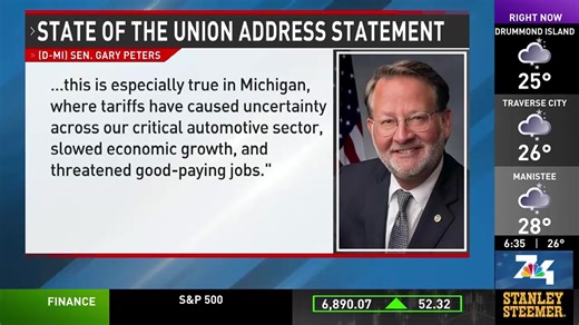 Sen Gary Peters: "Trump's chaotic strategy has been an economic disaster for families and businesses... This is especially true in Michigan, where tariffs have caused uncertainty across our critical automotive sector, slowed economic growth, and threatened good-paying jobs." | Michigan Democratic Party
